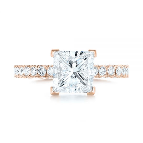 18k Rose Gold 18k Rose Gold Custom Pave Diamond Engagement Ring - Top View - 103358