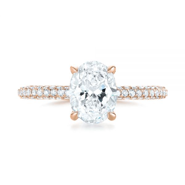 18k Rose Gold 18k Rose Gold Custom Pave Diamond Engagement Ring - Top View - 104689