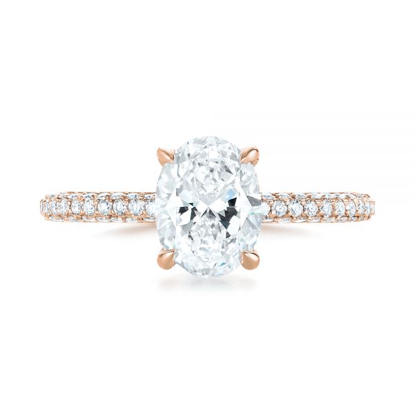 18k Rose Gold 18k Rose Gold Custom Pave Diamond Engagement Ring - Top View -  104689