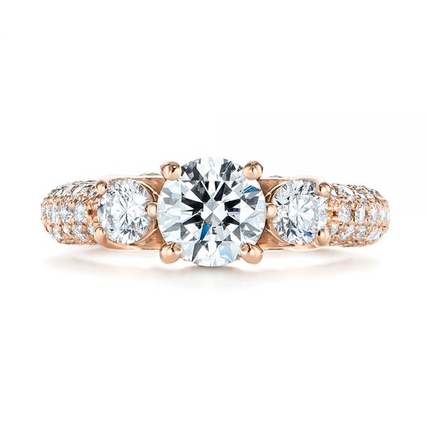 14k Rose Gold 14k Rose Gold Custom Pave Diamond Engagement Ring - Top View -  104849