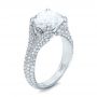  Platinum Custom Pave Diamond Engagement Ring - Three-Quarter View -  102176 - Thumbnail