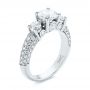 18k White Gold 18k White Gold Custom Pave Diamond Engagement Ring - Three-Quarter View -  104849 - Thumbnail