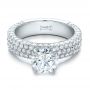  Platinum Custom Pave Diamond Engagement Ring - Flat View -  100770 - Thumbnail