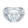  Platinum Custom Pave Diamond Engagement Ring - Flat View -  100835 - Thumbnail
