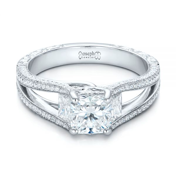  Platinum Custom Pave Diamond Engagement Ring - Flat View -  101681