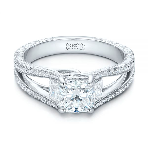 Platinum Custom Pave Diamond Engagement Ring - Flat View - 101681