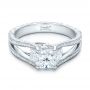  Platinum Custom Pave Diamond Engagement Ring - Flat View -  101681 - Thumbnail