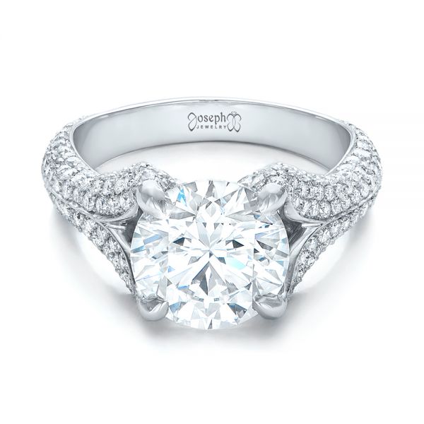  Platinum Custom Pave Diamond Engagement Ring - Flat View -  102176