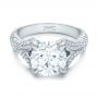  Platinum Custom Pave Diamond Engagement Ring - Flat View -  102176 - Thumbnail