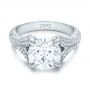 18k White Gold 18k White Gold Custom Pave Diamond Engagement Ring - Flat View -  102176 - Thumbnail