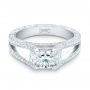  Platinum Custom Pave Diamond Engagement Ring - Flat View -  102796 - Thumbnail