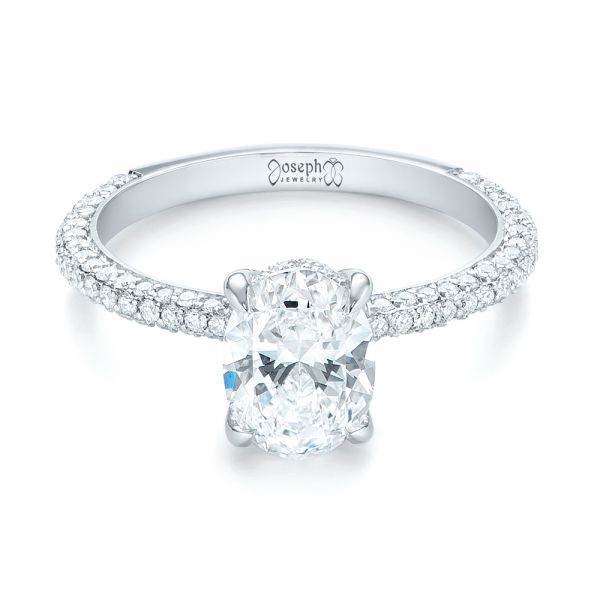  Platinum Custom Pave Diamond Engagement Ring - Flat View -  104689