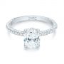  Platinum Custom Pave Diamond Engagement Ring - Flat View -  104689 - Thumbnail