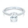 18k White Gold 18k White Gold Custom Pave Diamond Engagement Ring - Flat View -  104689 - Thumbnail