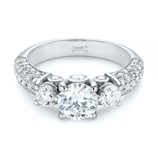 14k White Gold 14k White Gold Custom Pave Diamond Engagement Ring - Flat View -  104849