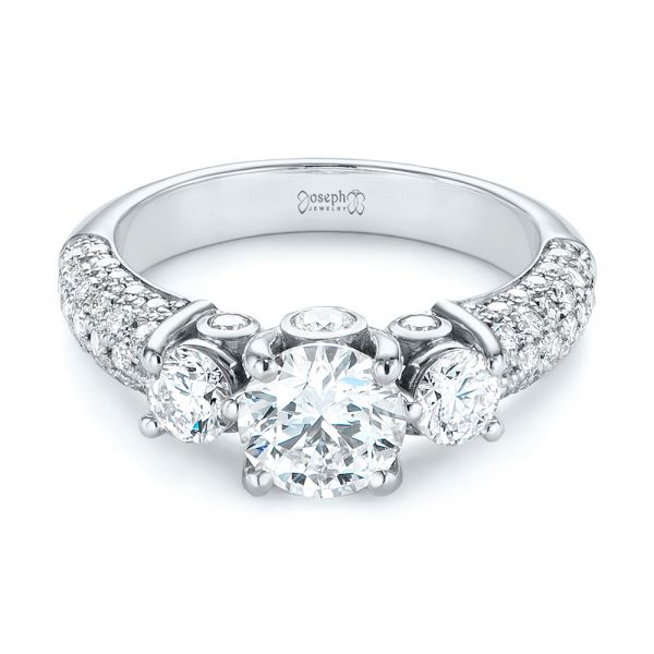 14k White Gold 14k White Gold Custom Pave Diamond Engagement Ring - Flat View -  104849