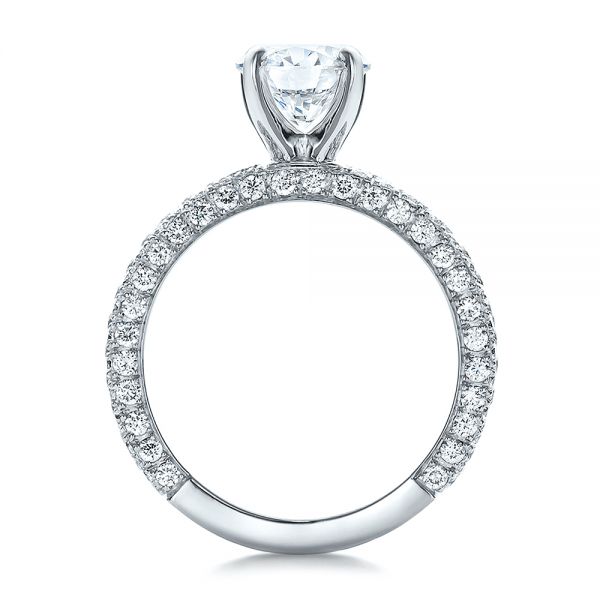 14k White Gold 14k White Gold Custom Pave Diamond Engagement Ring - Front View -  100770