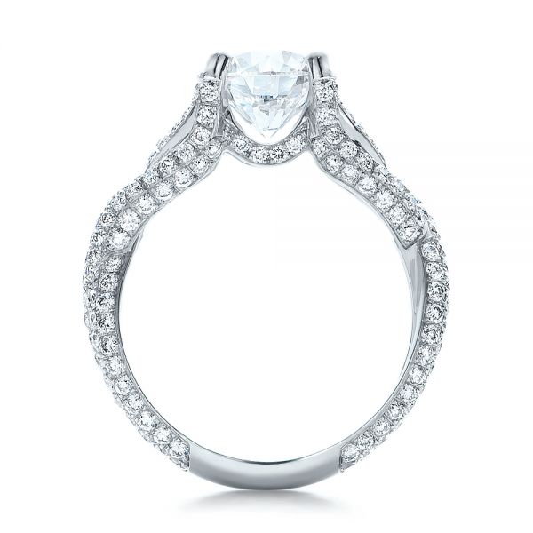  Platinum Custom Pave Diamond Engagement Ring - Front View -  100835