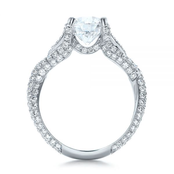 18k White Gold 18k White Gold Custom Pave Diamond Engagement Ring - Front View -  100835