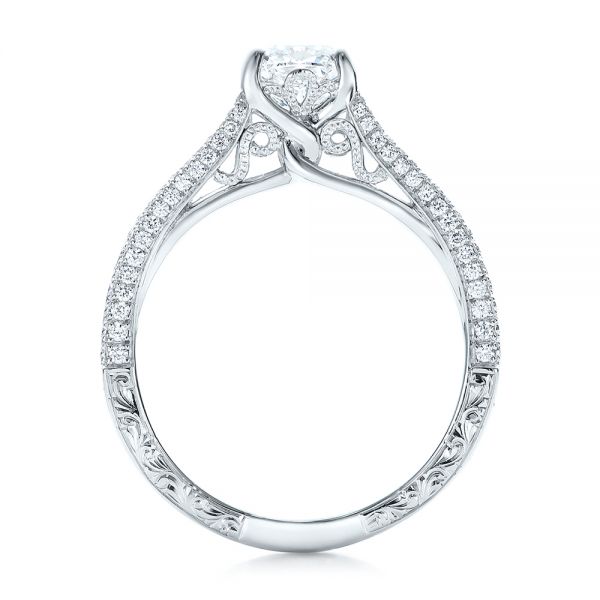 18k White Gold 18k White Gold Custom Pave Diamond Engagement Ring - Front View -  101681