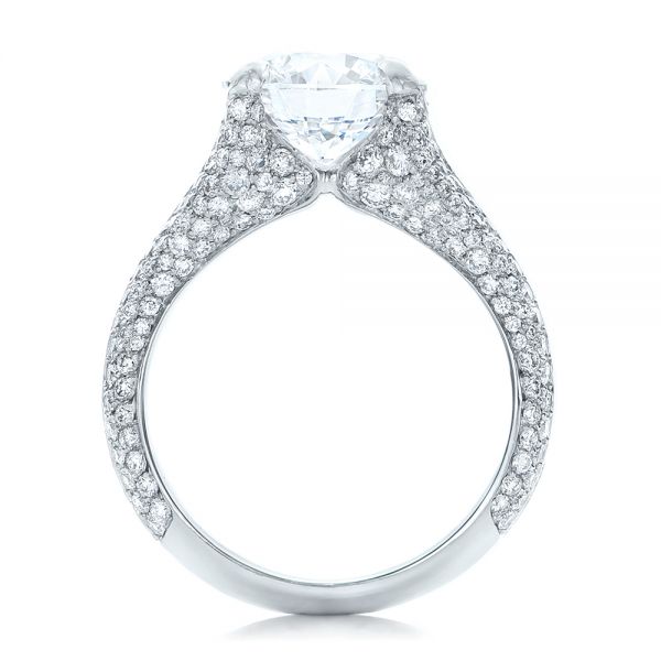  Platinum Custom Pave Diamond Engagement Ring - Front View -  102176