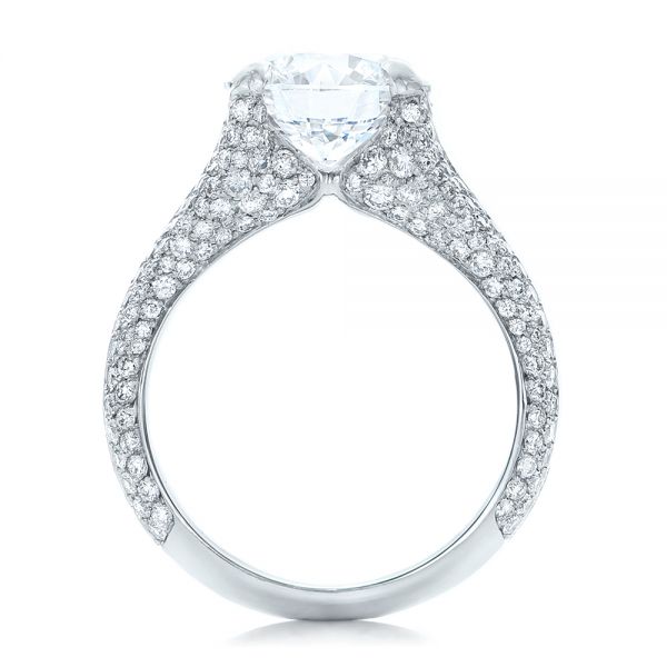 14k White Gold 14k White Gold Custom Pave Diamond Engagement Ring - Front View -  102176