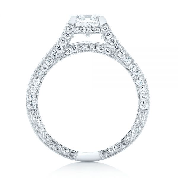 14k White Gold 14k White Gold Custom Pave Diamond Engagement Ring - Front View -  102796