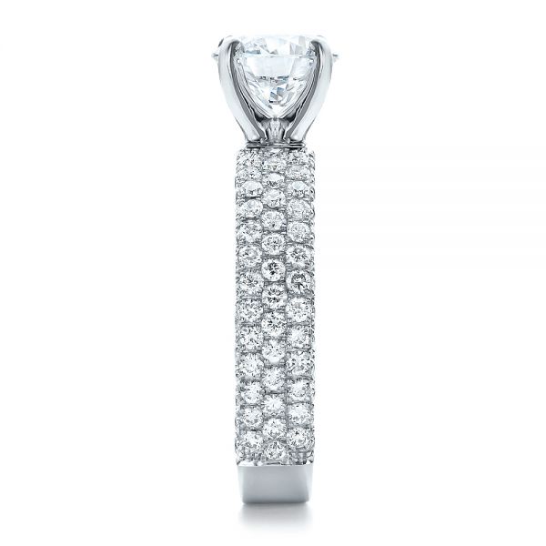  Platinum Custom Pave Diamond Engagement Ring - Side View -  100770