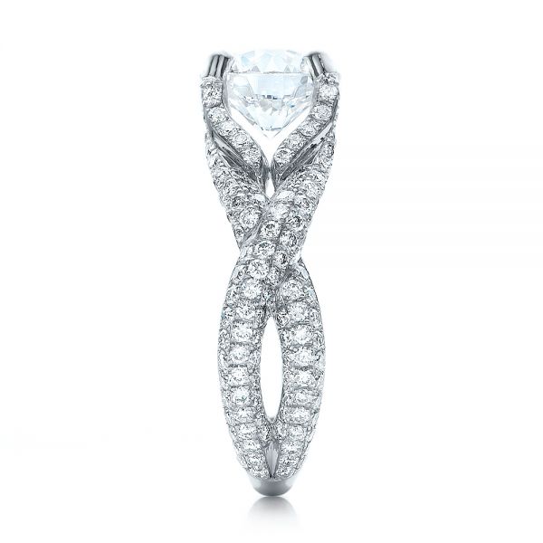  Platinum Custom Pave Diamond Engagement Ring - Side View -  100835