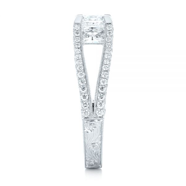 18k White Gold 18k White Gold Custom Pave Diamond Engagement Ring - Side View -  102796