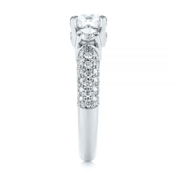 18k White Gold 18k White Gold Custom Pave Diamond Engagement Ring - Side View -  104849
