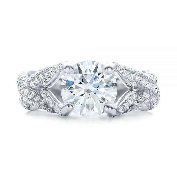  Platinum Custom Pave Diamond Engagement Ring - Top View -  100835