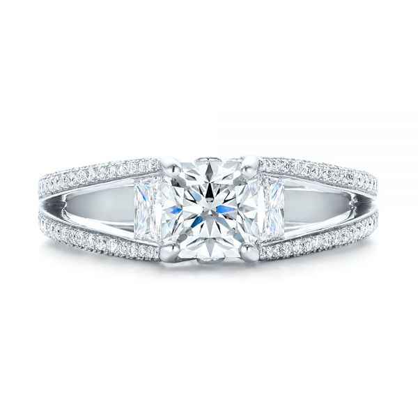 18k White Gold 18k White Gold Custom Pave Diamond Engagement Ring - Top View -  101681