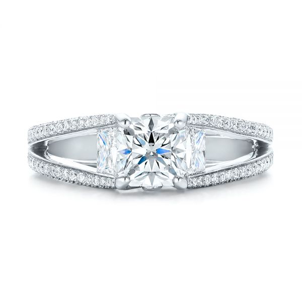 Platinum Custom Pave Diamond Engagement Ring - Top View - 101681