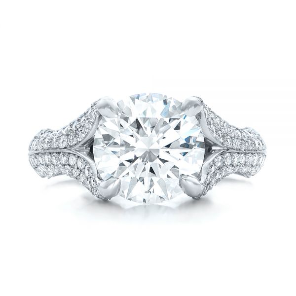  Platinum Custom Pave Diamond Engagement Ring - Top View -  102176