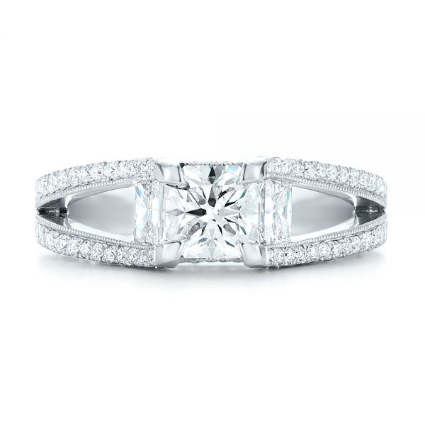 18k White Gold 18k White Gold Custom Pave Diamond Engagement Ring - Top View -  102796