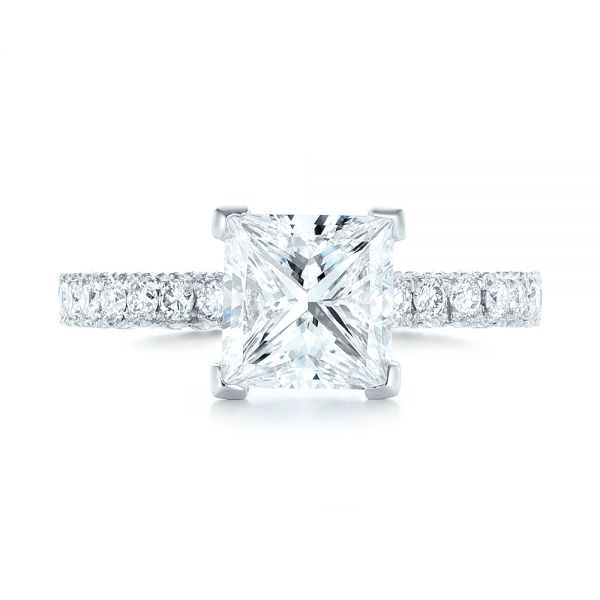 Platinum Custom Pave Diamond Engagement Ring - Top View - 103358