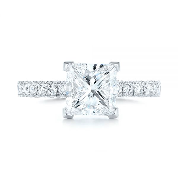  Platinum Custom Pave Diamond Engagement Ring - Top View -  103358