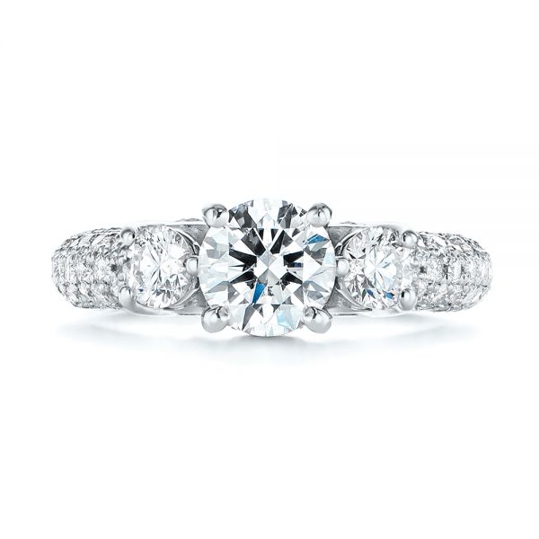 18k White Gold 18k White Gold Custom Pave Diamond Engagement Ring - Top View -  104849