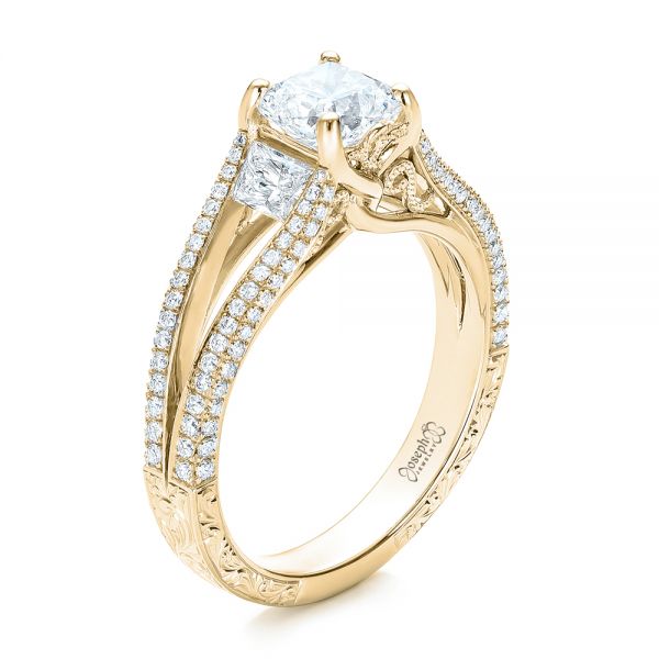14k Yellow Gold 14k Yellow Gold Custom Pave Diamond Engagement Ring - Three-Quarter View -  101681