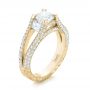 14k Yellow Gold 14k Yellow Gold Custom Pave Diamond Engagement Ring - Three-Quarter View -  102796 - Thumbnail