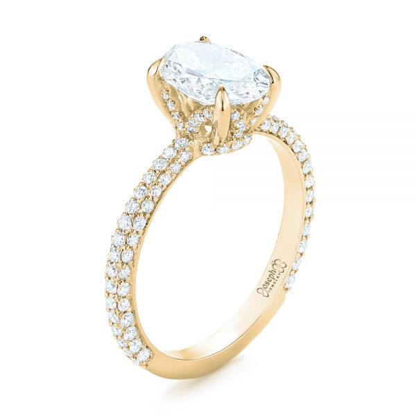 18k Yellow Gold 18k Yellow Gold Custom Pave Diamond Engagement Ring - Three-Quarter View -  104689