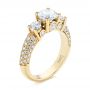 18k Yellow Gold Custom Pave Diamond Engagement Ring - Three-Quarter View -  104849 - Thumbnail