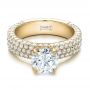 14k Yellow Gold 14k Yellow Gold Custom Pave Diamond Engagement Ring - Flat View -  100770 - Thumbnail