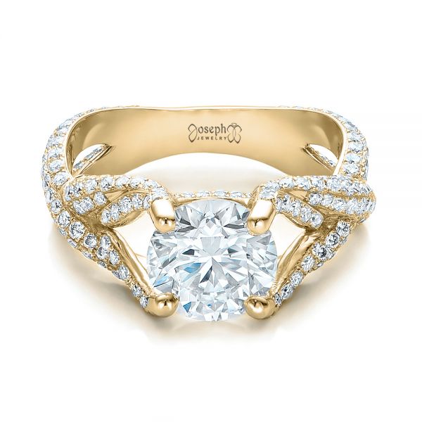 14k Yellow Gold 14k Yellow Gold Custom Pave Diamond Engagement Ring - Flat View -  100835