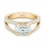 14k Yellow Gold 14k Yellow Gold Custom Pave Diamond Engagement Ring - Flat View -  102796 - Thumbnail
