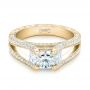 18k Yellow Gold 18k Yellow Gold Custom Pave Diamond Engagement Ring - Flat View -  102796 - Thumbnail