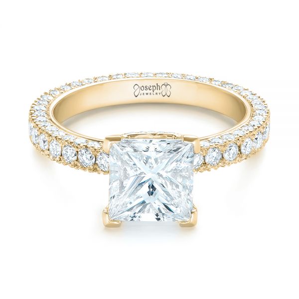 18k Yellow Gold 18k Yellow Gold Custom Pave Diamond Engagement Ring - Flat View - 103358