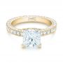 18k Yellow Gold 18k Yellow Gold Custom Pave Diamond Engagement Ring - Flat View -  103358 - Thumbnail