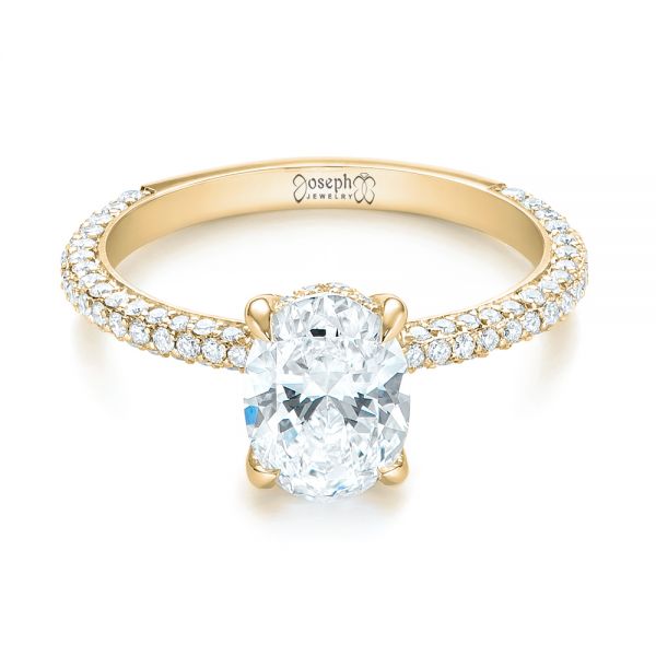 18k Yellow Gold 18k Yellow Gold Custom Pave Diamond Engagement Ring - Flat View -  104689